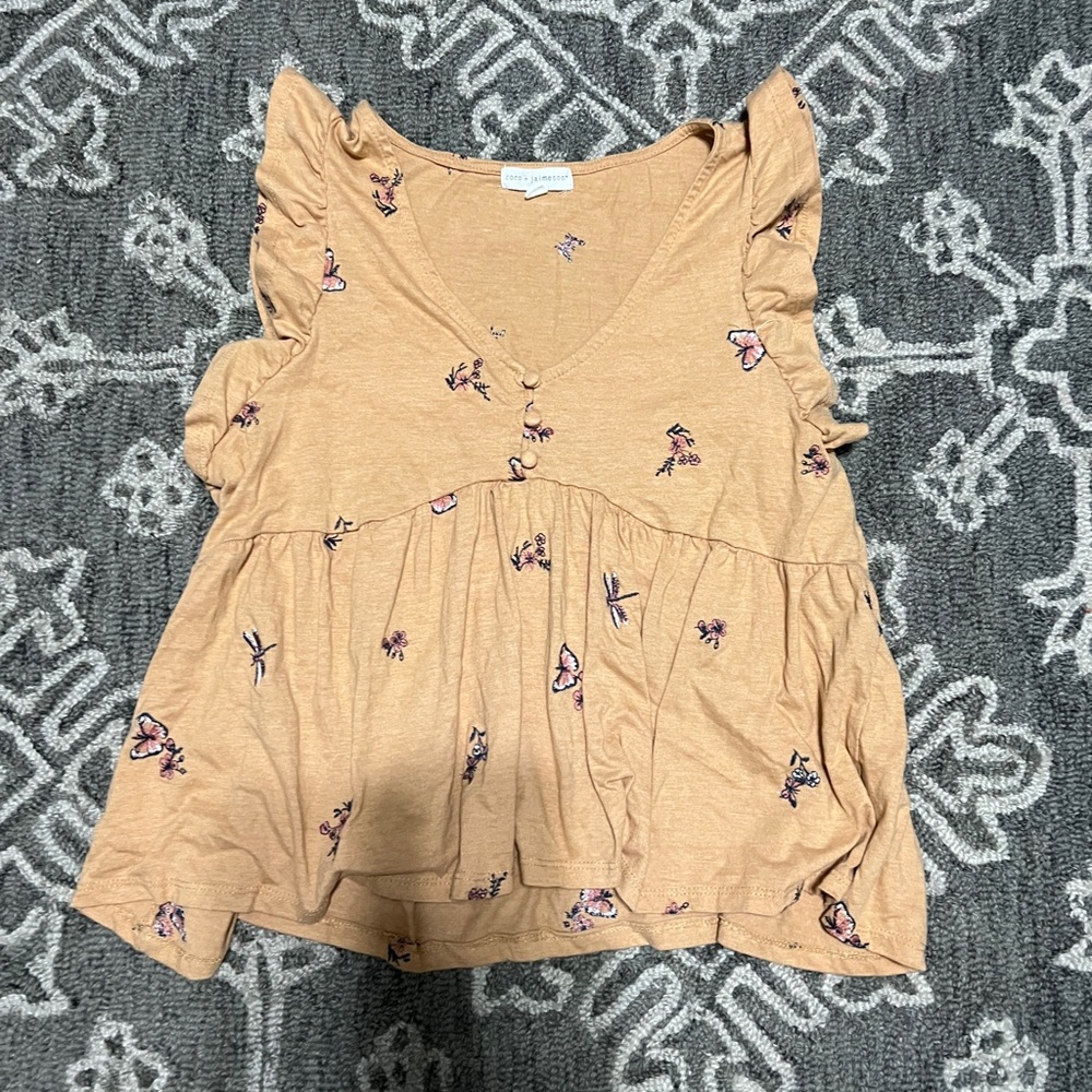 Coco + Jaimeson Butterfly Print Yellow Tank - image 1